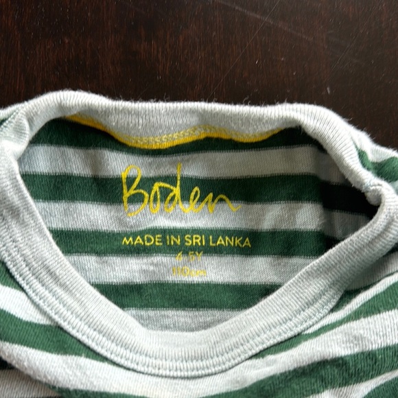 Boden Striped Green and White Long Sleeve Tee - Picture 2 of 2